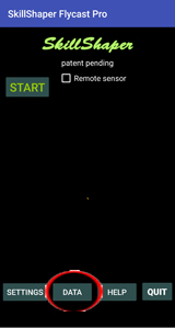 Session stopped, data button highlit